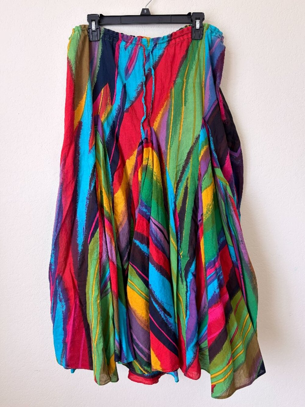 Soft Surroundings Skirt Womens Medium Colorful Abstract Cotton Pull On Midi M